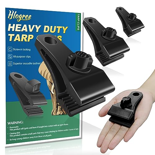 Hlogree 40Pcs Upgrade Large Tarp Clips Heavy Duty Lock Grips For Tarps,Outdoor Heavy Duty Clamp Lock Grip,Car Cover Tie Down Clips Clamps For Pool Cover Camping Caravan Canopies,Tarp Tie Downs