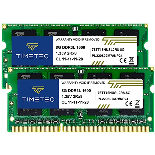Timetec 16GB KIT(2x8GB) Compatible for Synology NAS DiskStation/RackStation DDR3/DDR3L 1600MHz PC3L-12800 1.35V Non-ECC Unbuffered SODIMM RAM (Replacement for Synology RAM1600DDR3L-8GBx2)