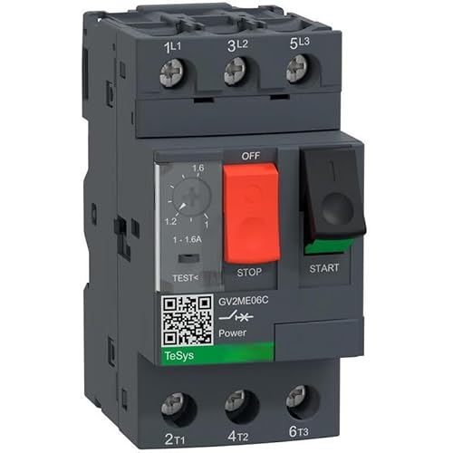 TeSys Thermal Motor Circuit Breaker, Push Button Control, Rated Current 1-1.6A, Maximum Breaking Capacity ICU 100kA; GV2ME06C