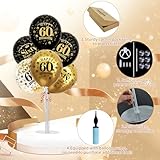 TONIFUL 4 Set Black Gold Balloon Stand Kit for Birthday Decorations for 60th,Balloon Centerpieces for Table Party Decorations Cheers to 60 Years Old Birthday for Men and Women