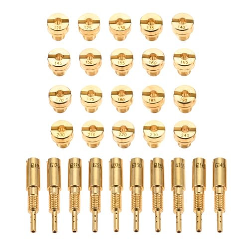 Gohantee 30Pcs Carburetor Main Jet and Pilot Slow Jet Kit, Including 20Pcs Main Jet and 10Pcs Slow Pilot Jet, Replacement for Mikuni Carburetor Large Round N100.604 & VM28/486, Compatible with Suzuki