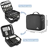 MATEIN Cable Organizer Bag, Waterproof Travel Electronic Storage with Adjustable Divider, Shockproof Portable Double Layer Tech Bag Carrying Case for Cord, Earbuds, Charger, SD Card, Tech Gifts, Black