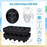 Hoolerry Silicone Skull Ice Cube Maker Mold Flexible Skull Ice Cube Tray for Whiskey Baking Chocolate Candy Resin(Black,2 Pack)