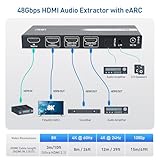 Cable Matters HDMI 2.1 Audio Extractor with eARC, 8K@60Hz, 4K@240Hz, Dolby Atmos, DTS, HDR Support, HDMI to Optical Audio Adapter for TV, Amplifier, Speakers, Works with Sonos, Samsung Soundbars