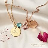 Birthstone Name Necklace for Women Valentines Day Gifts for Mom Personalized Gold Plated Pendants Jewelry for Mother Grandma Gift Birthday Gifts for New Moms -CN-BS-SH