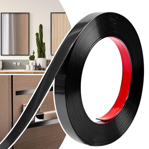 JSIWOTH 0.79in × 40Ft Peel and Stick Wall Molding Trim - Flexible Self Adhesive Molding Trim for Walls, Edges, Borders, Window Frames, Backsplash Tiles - Matte Black Waterproof Trim