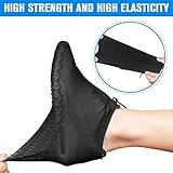 Shiwely Silicone Waterproof Shoe Covers, Upgrade Reusable Overshoes with Zipper, Resistant Rain Boots Non-Slip Washable Protection for Women, Men (L (Women 7.5-10.5, Men 6.5-9), Black)