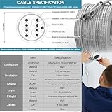 Cat 8 Ethernet Cable 100 FT,High Speed Duty Poe Camera Long Ethernet Cable Copper 26AWG S/FTP PIMF Cat8 LAN Network Cable 40Gbps Gold Plated RJ45 outdoor Heavy Weatherproof Grey 4PCS（1&2PCS available)