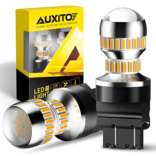 AUXITO LED Turn Signal Bulb 3157 LED Bulbs Amber Yellow 400% Brighter 3156 3457A 4057 4157 LED Bulb for Front Rear Turn Signal Light Blinker DRL Marker Parking Lights, Pack of 2