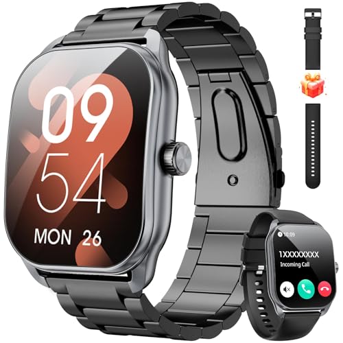 Curve Military Smart Watch for Men(Answer/Make Call), 2.01" Smartwatch with Heart Rate/Sleep Monitor, Fitness tracker with 120+ Sports Modes IP68 Waterproof Fitness Watch for Android iOS (2 Straps)