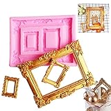 3 Pieces Pink Picture Frames Silicone Mold for Cake Decorating Sugar Gum Paste Chocolate Cookies Resin Polymer Clay