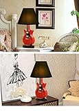 SUPERIORVZND Modern Minimalist Fashion Creative Cartoon Red Guitar Lamp Bedroom Bedside Lamp Dimming Warm and Lovely Children Gift