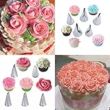 Hendiy 7Pieces/set Cake Decorating Tips Set Cream Icing Piping Fondant Rose Nozzle Pastry Tools Fondant Decorating Tools