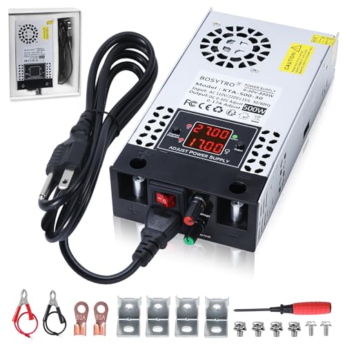 BOSYTRO Upgraded AC to DC Converter 5V 12V 24V 30V DC Power Supply Adjustable 0-30V 0-17A 500W Switching Power Supply for Led Strip, Motor Pump, CCTV, 3D Printer, Lab Computer