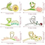 Flower Metal Hair Claw Clips 6 Pcs Cute Large Tulip NonSlip Hair Barrettes Strong Hold Hair Clamps Fashion Hair Accessories for Woman Girls with Long Thick Thin Curly Hair (A Style)