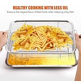 2 Pack Air Fryer Basket for Oven 15.7"x11.8", Large Air Fryer Basket and Tray Stainless Steel Oven Air Fryer Pan Rack for Cooking Baking and Broiling