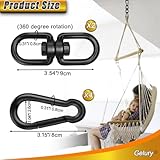 Gelury Black Swing Swivels 2 Pack, 304-Stainless Steel Swivel Rings, Double Eye Swivel Swing Hanger, Heavy Duty Swivel Hooks for Heavy Bag, Aerial Silks Swivel (M8, 2Pack)