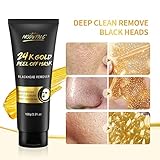 Blackhead Remover Mask, 24K Gold Peel Off Mask, Gold Facial Mask Anti-Aging, Deep Cleansing, Reduces Fine Lines＆ Wrinkles Great for All Skin, With Blackhead Remover Extractor Tools Kit & Mask Brush