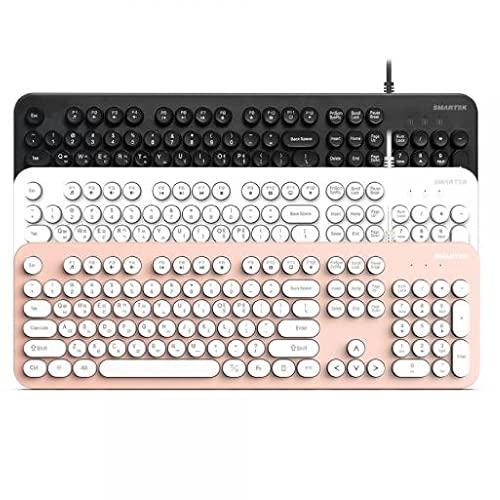 GASHINA STORY Korean/English Keyboard Retro and simple design full size keyboard for Desktop, Computer, Notebook, Laptop (Black)