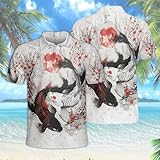 Japan Koi Polo Shirts for Men Holiday Party-Japanese Carp Golf Fit Short Sleeve Polo Shirts S49 Size 3XL