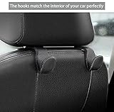 AMVOYOA Headrest Hooks for Car, Back Seat Organizer Black Leather Hanger Holder Hook, for Hanging Purses and Bags and Coats, Pack of 2