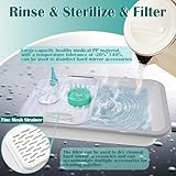 Contact Lens Cleaner Tray Scleral Lens Inserter with Contact Lens Solution Lens Care Kit for RGP/OK/Hard Lens Eye Wash Cup, Portable Eye Washer Cleaner Kit Silicone Air Pressure Eye Cleaning Cup