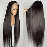 yuccy 40 Inch Wig Human Hair 13x4 Straight Lace Front Wigs Human Hair 200% Density Glueless Wigs Human Hair Pre Plucked HD Transparent Lace Frontal Wigs Human Hair Wigs for Black Women…