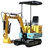 MACHPRO 13.5hp 1 Ton Mini Excavator Trench Digger with Ceiling,Mechanical Thumb clamp, USA Stock