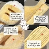 VFUX Cute Cat Paw Slippers for Women, 3D Fluffy Cat Paw Slipper, Cozy Furry Warm Winter Kitty Paw Shoes for House Indoor Outdoor(Light Khaki-B, 11-11.5 Women/9-9.5 Men)