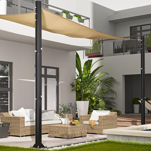 Cofiyard Sun Shade Sail Poles, 10 FT Sun Shade Poles, 2.6" Diameter Steel Heavy Duty Shade Sail Pole with Expansion Bolt Hardware for Outdoor Shading in Gardens and Backyards, Patio, Black 2 Packs