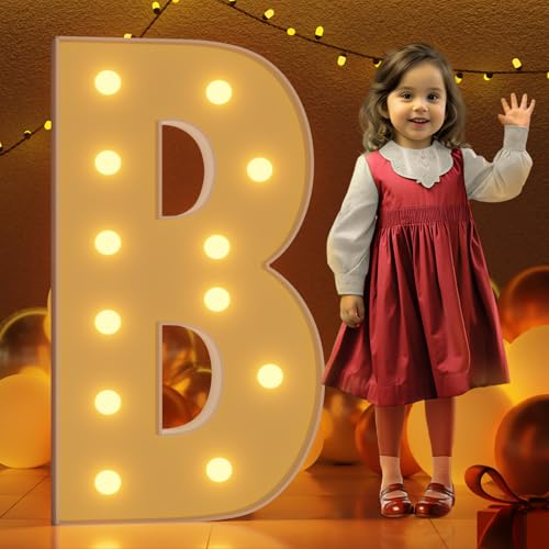 imprsv 4FT Marquee Light Up Letters B, Large Light Up Letters for Baby Shower Anniversary Weeding Room Decor, Big Letters for Party Decoration, Happy Birthday Sign Letter, Foam Letter, Light Alphabet