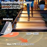 Motion Sensor Solar Stair Lights Outdoor, 8-Pack Super Bright LED Solar Powered Step Lights for Outside, 550LM IP67 Waterproof Outdoor Sensor Lights for Stair Porch Yard Deck, Warm White