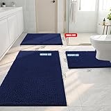 Smiry Luxury Chenille Bathroom Rugs 70x24, Extra Soft and Absorbent Shaggy Bath Mat, Machine Washable, Non-Slip Plush Carpet Runner for Tub, Shower, and Floor, Home Decor Accessories, Navy Blue