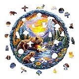 KAAYEE Wooden Puzzles for Adults Visual 3D Bear Family Wooden Jigsaw Puzzles for Adults 290 Pieces Animal Wood Puzzle Gifts for Adults and Kids Bear Puzzles(13.4 * 13.4in)