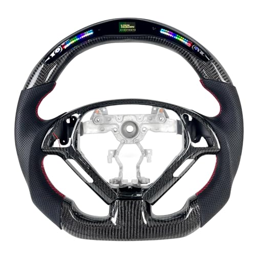 GZxianrui LED Carbon Fiber Steering Wheel for Infiniti G25 G35 G37 with Carbon Y Trim Perforated Leather Steering Wheel 2007 2008 2009 2010 2011 2012 2013 No Heating Function