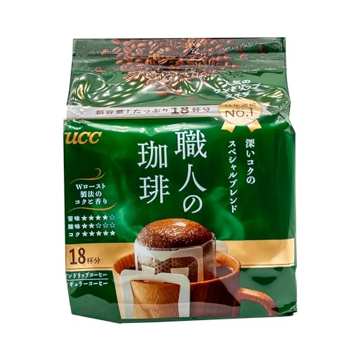 UCC Shokunin Coffee Special Blend, Single Serve Japanese Style Pour Over Coffee, imported from Japan, 108 Individual Bags 0.25 oz (7g) per bag, Sun-Dried Beans, Artisan Crafted, Each Bag Makes 5oz Cup, (108 PACK)