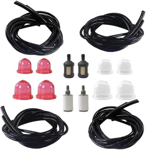 FYNORA-REVIXO Petrol Fuel Line Hose in Black, Available in 4 Sizes for Common 2-Cycle Small Engine weedeaters and Chainsaws (4 feet Each). Includes Fuel Filter, Tube, and Primer Bulb Replacement kit.