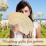 JONZIN 100Pcs Personalized Wooden Folding Hand Fans - Custom Wedding Fans for Guests Engraved Text Wedding Fans for Party Favors Bridal Shower Wedding Gift for Guests Bulk (100)