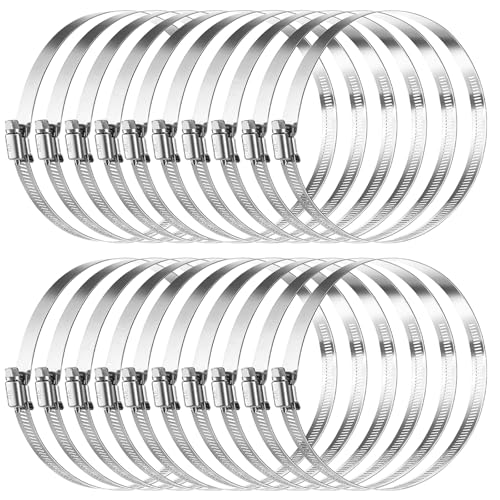 LISHINE 20 Pcs 6 inch Hose Clamp, Stainless Steel Hose Clamp Worm Gear Clamps Adjustable 6 in-7 in Range, Duct Clamp Pipe Clamp Fuel Line Clamp for Water Pipe, Hose Clips