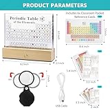 MegaBox Large Periodic Table Of Elements with 83 Real Elements, Acrylic Periodic Table Display With Wooden Stand, 6x Chemistry Formula Reference Cards, Science Teacher Gift Classroom (Large)