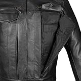 Men's Commuter Premium Natural Buffalo Leather Motorcycle Jacket CE Armor Conceal Carry Gun Pockets Cruiser Biker Black XL