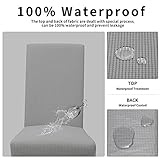 Easy-Going 100% Waterproof Dining Room Chair Cover Set of 6, Stretch Jacquard Parson Chair Slipcover Removable Washable Chair Protector for Home, Restaurant, Banquet (Large, Light Gray)