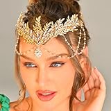 Aukmla Leaf Headband Crown Gold Leaves Headpiece Head Chain Prom Bridal Hair Accessories for Women and Girls