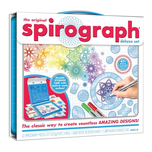 Spirograph Deluxe Set –Arts and Crafts, Kids Toys, Art Supplies, Craft Supplies, Drawing Kit, Spiral Art, Classic Gear Design Kit, Build-in Case, Pens, Design Sheet Included, Ages 8+