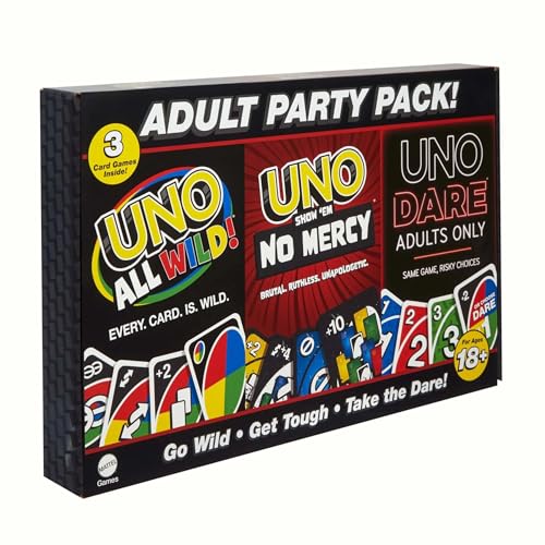 UNO All Wild, Show ‘em No Mercy, Dare Adults Only 3 Card Game Bundle