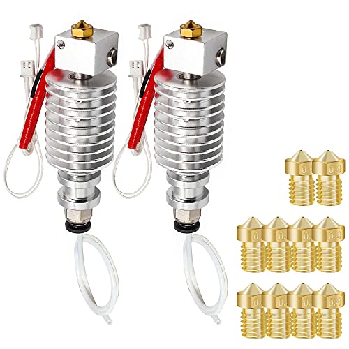 SIMAX3D [2pcs of Pack] 3D Printer Extruder Hotend Compatible for ANYCUBIC Chiron Extruder Head 24V V5 with 10PCS Brass 0.4mm V6 Nozzles (for chiron)