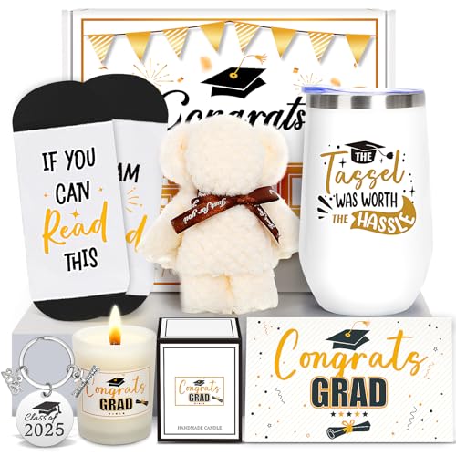 Duchong 2025 Graduation Gifts for Her Him, Best High School College Congratulations, Master Degree Grad Box with Tumbler, Congrats Gifts for Graduates Girls Boys