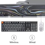 Keychron K10 Full Size 104 Keys Bluetooth Wireless Mechanical Gaming Keyboard for Mac Windows with Gateron G Pro Brown Switch, Multitasking/White LED Backlight/USB C Wired Computer Keyboard