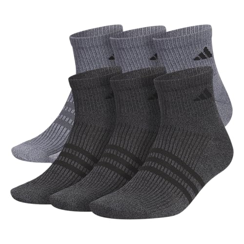 adidas Men's Superlite 3.0 Quarter Socks Athletic, Lightweight, Breathable with Arch Compression (6-Pair), Onix Grey/Black, Large