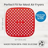 Reusable Air Fryer Liners 3 Pack for 5QT or Bigger - 8.5" Square Silicone Airfryer Liner - Easy to Clean Air Fryer Accessories - Durable Dishwasher Safe Non-Stick Parchment Paper Replacement